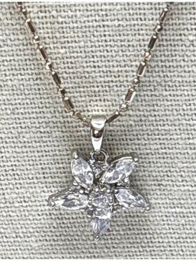 Vintage Sterling Silver CZ Starburst Pendant | Signed 925 Necklace
